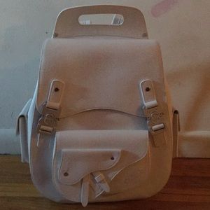 Christian Dior white saddle backpack